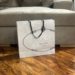 2 Prada White and Black Logo Gift Bag (small and large)